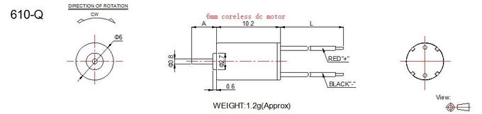작은 가정용품을 위한 소형 코어리스 DC 모터 6mm 직경 1.5v 3v