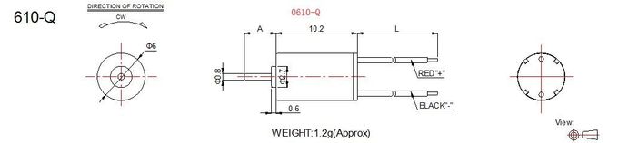 6mm 직경 코어리스 DC 모터/마이크로 액추에이터를 위한 소형 DC 모터 3v 0610-Q