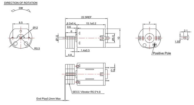 미용 제품을 위한 작은 전기 3v 진동 모터 FF-N20TA-11120 R5.5*4.8
